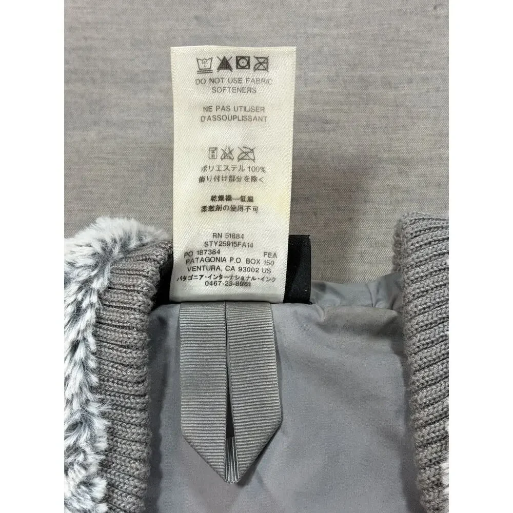 Patagonia Conejo Vest Women XSmall Gray Hooded Full Zip Faux Fur Fleece Pockets
